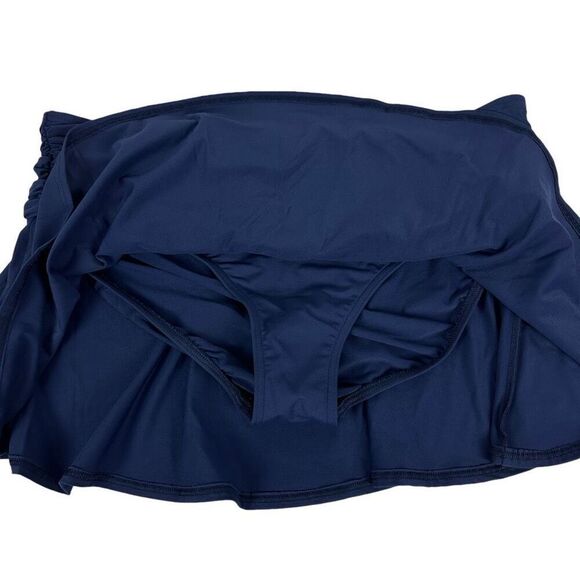 Lands End Deep Sea Blue Shirred Swim Mini Skirt size 18 NEW - Picture 5 of 6